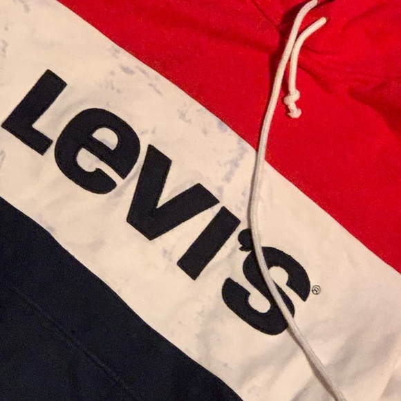 M LEVIS large letters logo color block sweatshirt  hoodie - Picture 8 of 9